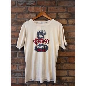 Vintage 1983 Krakatau 100 Tahun Volcano Graphic T-Shirt Mens White 80s Single St